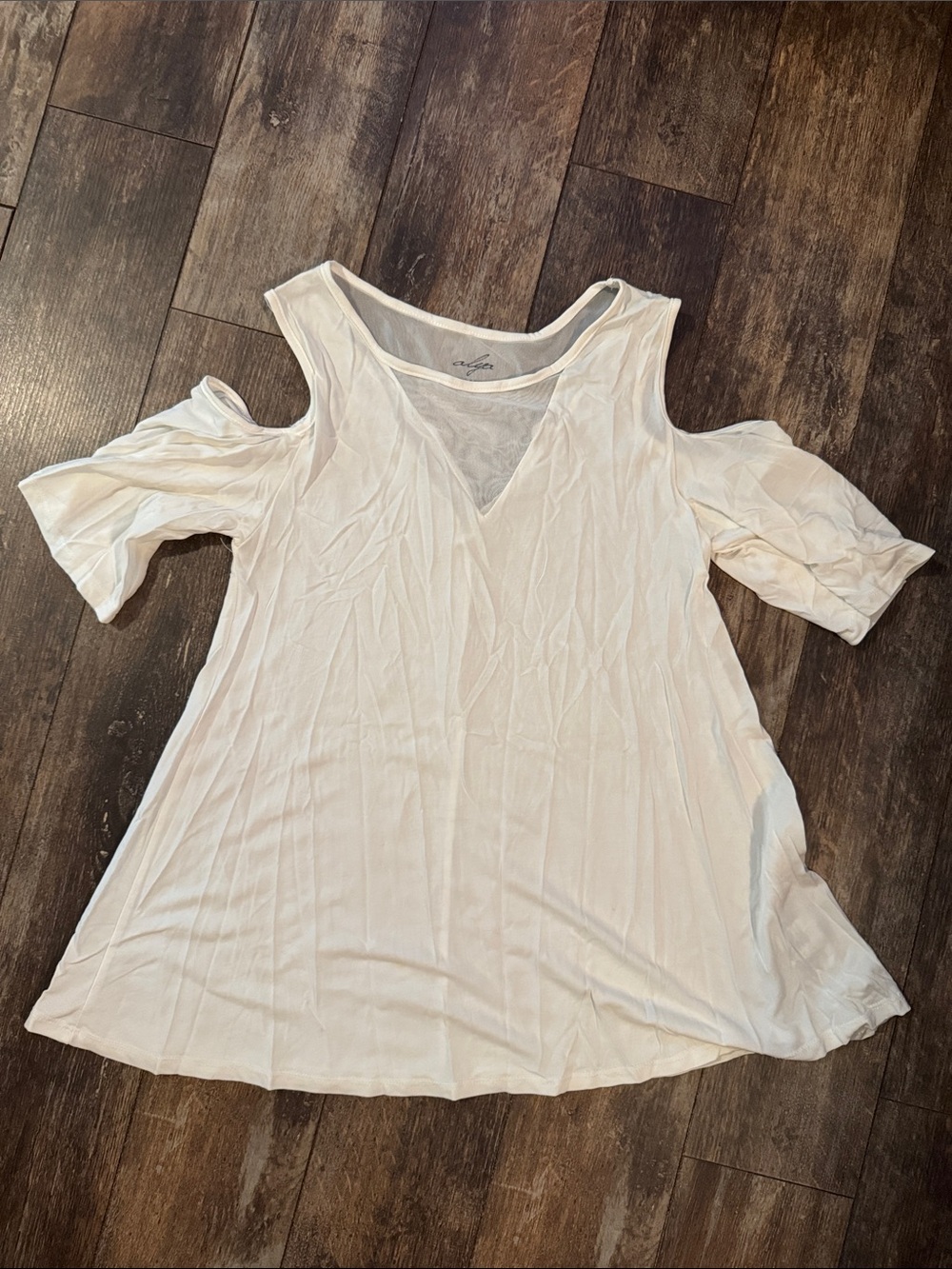 Alya Cream Cold-Shoulder V-Neck Top